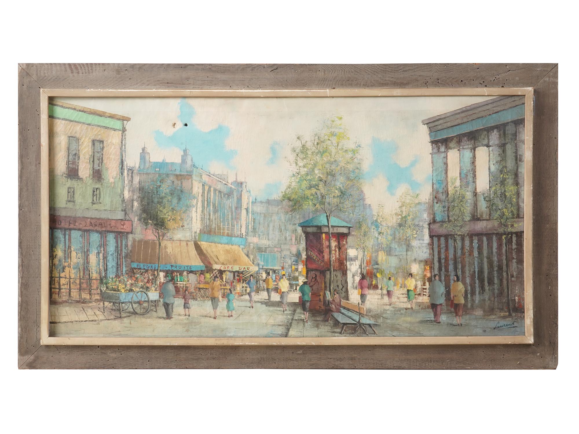 BRUNO LAURENT MID CEN. OIL PAINTING FRENCH STREET PIC-0